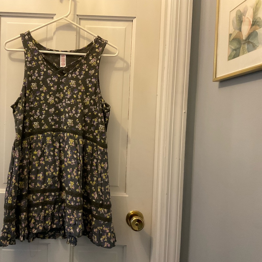 Justice Floral Kids Casual Dress - Black and Purple